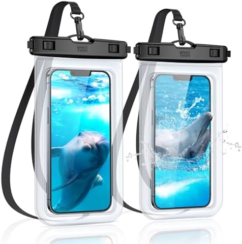 YOSH wasserdichte Handyhülle IPX8 2 Stück, bis zu 7 Zoll, Clear | Unterwasser Handyhülle, Wasserfeste Handytasche für iPhone 17 16 15 14 Pro Max Samsung S26 S25 S24 S23 Ultra A56 X