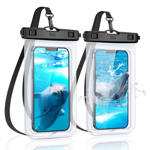 YOSH Funda Impermeable Móvil 2 Unidades, IPX8 Universal Funda Agua Movil con Cordón, Waterproof Phone Case Universal para iPhone 15 14 13 Pro XS XR MAX Samsung S25 S24 Ultra Xiaomi Huawei 7.0'