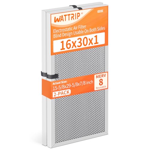 WATTRIP 2-Pack 16x30x1 MERV 8 Reusable & Washable Electrostatic Air
