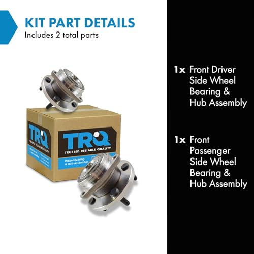 Image of TRQ 2 Piece Front Wheel Bearing & Hub Assembly Set Compatible with 2011-2014 Chrysler 200 2007-2010 Sebring 2008-2014 Dodge Avenger