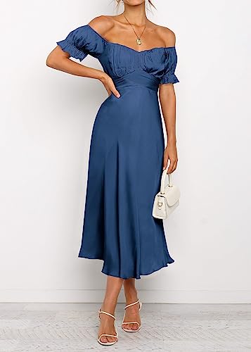 Image of KIRUNDO Women's Satin Summer Wedding Guest Cocktail Dress