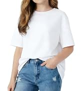 PATPAT Girls Oversized T Shirts 6-16 Years Crew Neck Short Sleeve Loose Fit Baggy Tops Summer Cas...