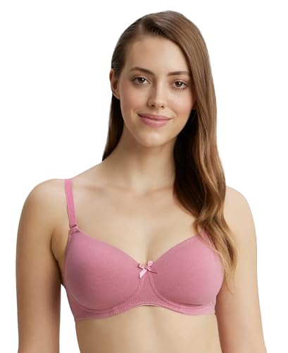 Image of Jockey FE23 Women's Wirefree Padded Super Combed Cotton Elastane Stretch Medium Coverage Multiway Styling T-Shirt Bra with Detachable Straps
