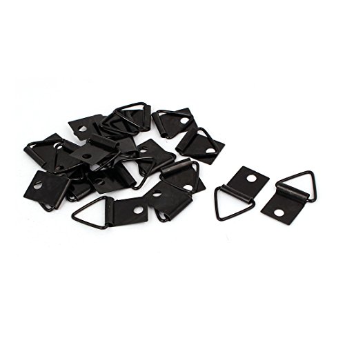 Image of Aexit Photo Frame Nails, Screws & Fasteners Hanging Single Hole Triangle D-Ring Hanger Black Picture Hangers 27mmx16mm 20pcs