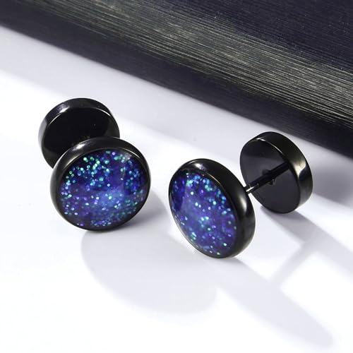 Surgical Stainless Steel Stud Earrings for Women Men Black Gold Plated Fluorescent Flat Back Hypoallergenic Earrings Suitable for Sensitive Ears by VOLUKA - Image 8