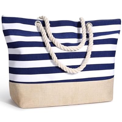 sprecenk Bolsa de Playa Grande para Mujer, Impermeable Totalizador de Lona de Verano con Cremallera Bolso Tote Beach Bag Bolso Playa Shopper para Viajes Compras Gimnasio, Azul Oxford | Ya disponible en tu tienda friki favorita! En mundofriki.es!