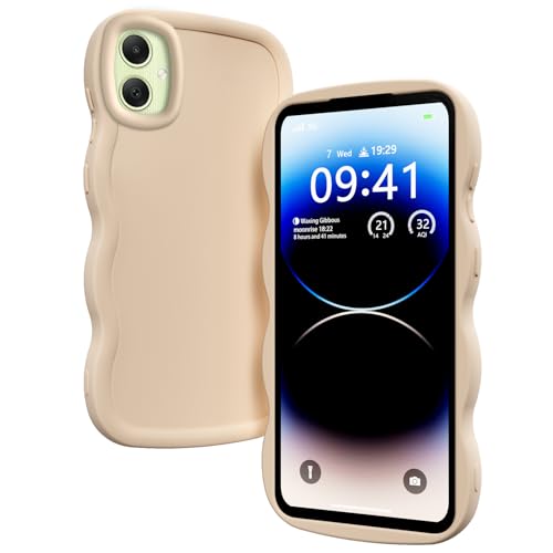 XINYEXIN Coque pour Samsung Galaxy A06, Étui Housse Vague Cadre Forme Bouclée Mignon Liquide Silicone Antichoc - Blanc