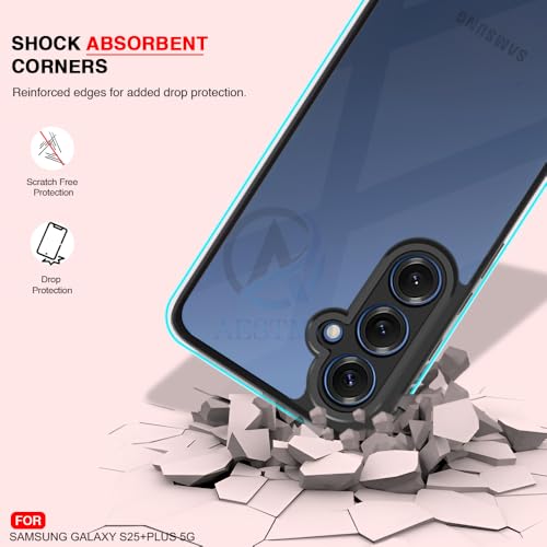 Image of AESTMO Samsung Galaxy S25 Plus 5G Back Cover | 360 Protection | Crystal Clear Hard Back Transparent | Bumper Case for Samsung Galaxy S25 Plus 5G (PC+TPU, Black Bumper)