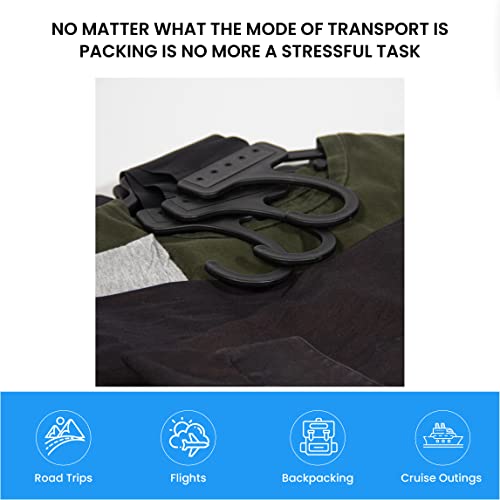 Cabides de viagem dobráveis Stow-N-Go, conjunto de 3 peças, preto, maximiza o espaço de armazenament