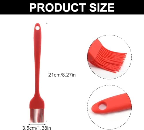 Image of Baskety Silicone Non-Stick Heat Resistant Spatula Multi Purpose Tools for Kitchen Cooking [ Set of 2 Red|Spatula Small 20.6cm+Silicone Basting Brush 21cm