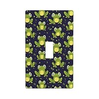 Cute Frog Green Print Light Switch Cover Plate, 1- Gang Standard Size 4.5\" x 2.76\", Decorative Toggle Wall Plate Covers, Unbreakable Polycarbonate Thermoplastic