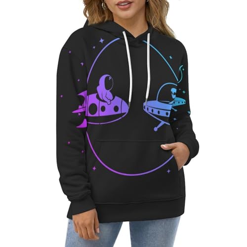 Sweats à capuche manche longue graphiques et pull unisexe imprimé espace S - 5