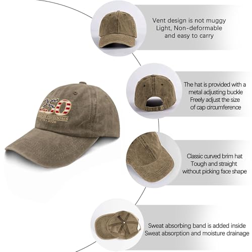 Image of US 250TH Anniversary Hat 250 Years of Freedoms 1776-2026 Trucker Hats Cycling
