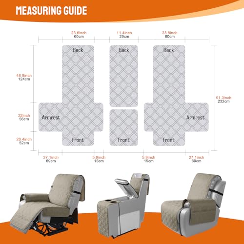 Image of VANSOFY Loveseat Recliner Cover with Console 100% Waterproof Sofa Slipcovers Non-Slip Reclining Couch Cover Split Sofa Covers Furniture Protector for Pets, Dogs(Khaki)