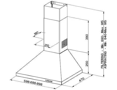 BEKO hotte pyramidale 90 cm inox 400 m3h CWB9441XNH - vue 8