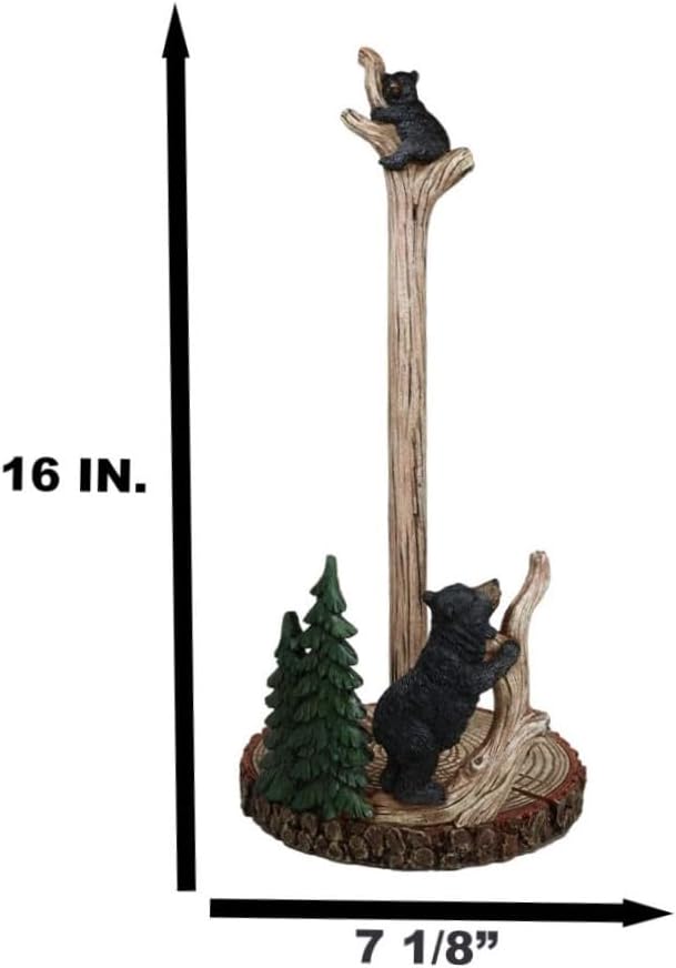 Miniatura 2 de Ebros Gift Naturaleza rústica Vida silvestre Bosque Cachorros de oso negro escalada en rama de árbol en bosque de pinos soporte dispensador de papel