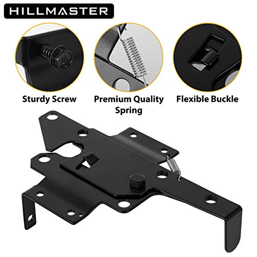 Image of HILLMASTER Heavy Duty Self-Locking Gate Latch for Wooden Fence, Post Mount Automatic Gate Lock Gravity Door Latch Hardware for Secure Pool, Outdoor Garden, Metal Gates Vinyl Fence, Black Finish
