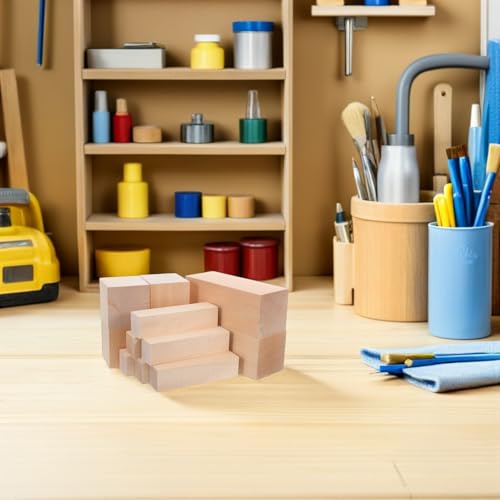 minkissy 12pcs Unfinished Basswood Carving Wooden Blocks Cubes for Woodcrafts, Free of Burrs and Cracks, Easy to Trim and Shape, for Painting and Parties, Suitable for Beginners and Experts - Image 5