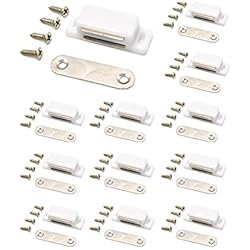 Puertas Persianas Para Armarios Pestillo magnético para armario, puertas de armario, armarios, cajones y persianas, cierre magnético fácil de instalar, tornillos de cierre magnéticos incluidos, juego de 12