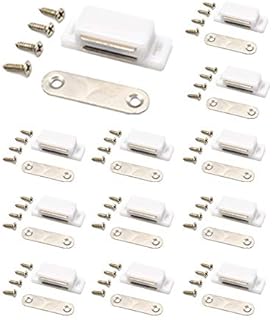 QEDT Cabinet Magnet Latch - Best for Cabinet Doors, Cupboards, Drawers and Shutters - Cabinet Magnetic Latch Easy Install - Magnetic Cabinet Catch Screws Included - Set of 12(White)