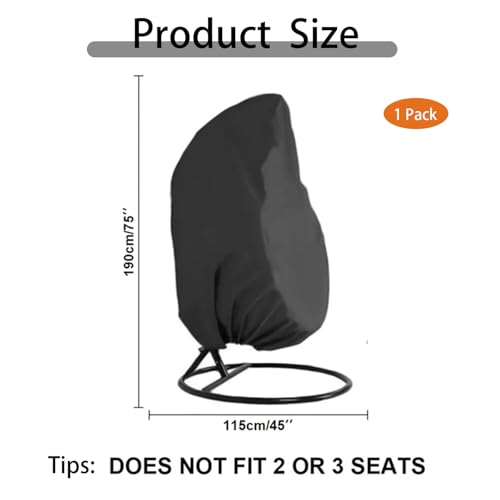 Hängesessel Abdeckung,Hängekorb Schwingsessel Abdeckhauben, Oxford Stoff Hängesessel Outdoor Wasserdicht 210D, für Lounge-Sessel,Schaukelstuhl, 190 x 115 cm
