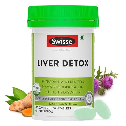 Swisse Ultiboost Liver Detox Supplement with High Strength Milk Thistle (Silymarin Marianum) - 5000 mg, Turmeric - 3000 mg & Choline - 82.5 mg for Complete Liver Support, Cleansing and Detox - 60 Tablets (Vegan Supplement)