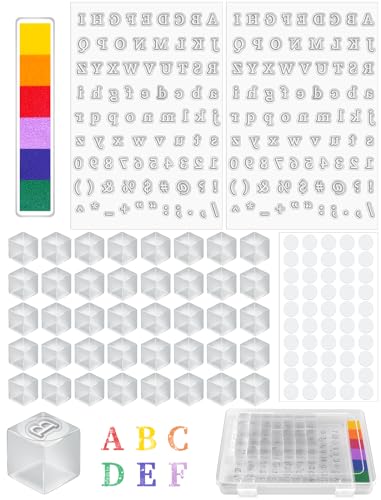NiArt 40 Pcs Acrylic Stamp Blocks Set with Letters, Symbols, Color Ink Pad & Glue, Clear Stamping Kit for Card Making, Scrapbooking, Journaling, Decorative DIY Essential Stamping Tool
