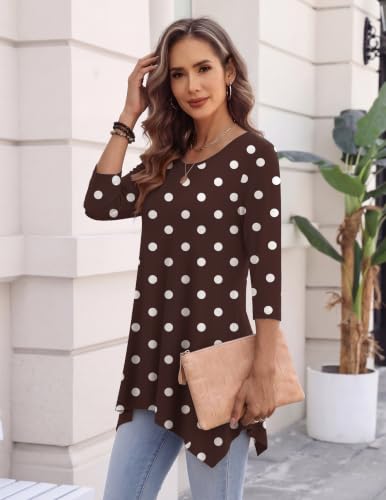 Image of Zeagoo Womens Tops 3 /4 Sleeve Loose Fit Dressy Tunics Plus Size Boho Shirts
