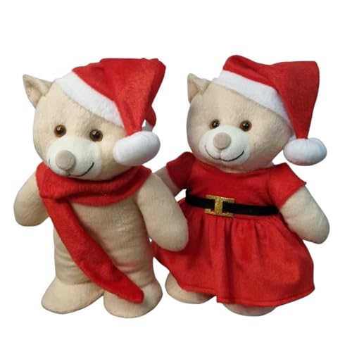 Urso de Pelúcia Papai Noel e Mamãe Noel, Enfeite de Decoração de Natal (Casal Noel em Pé)