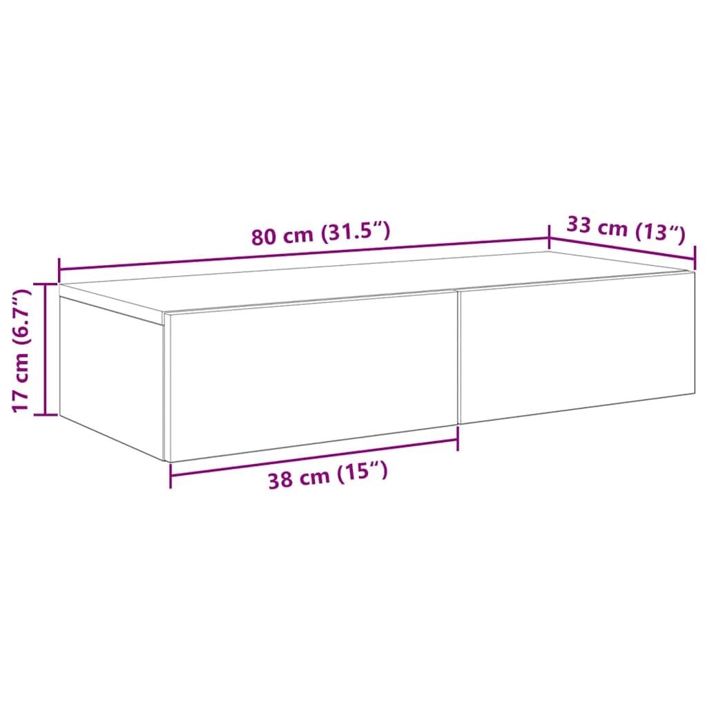 vidaXL Wandschap met lades 60x26x18,5 cm bewerkt hout sonoma eiken