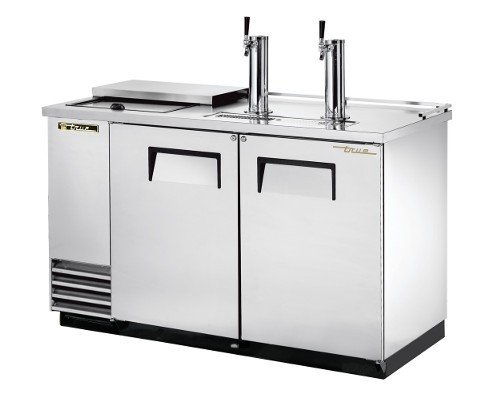TRUE TDD-2CT-S-HC Two Keg Club Top Draft Beer Cooler, Two Column Beer Faucets, Stainless Steel Exterior