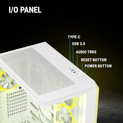 Image of Ant Esports Crystal ARC Mid-Tower Computer Case /Gaming Cabinet - White |Front Curved Glass|Support ATX, Micro-ATX, Mini-ITX | Pre-Installed 4 ARGB-PWM Fans