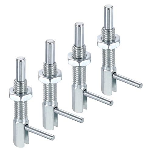 QUARKZMAN 4 Stück Ausziehbarer Indexierungs-Spannstift, M6 L-Feder-Spannstift aus Kohlenstoffstahl mit Federbelasteter Riegel mit Mutter für Maschinenbau Schiffbau