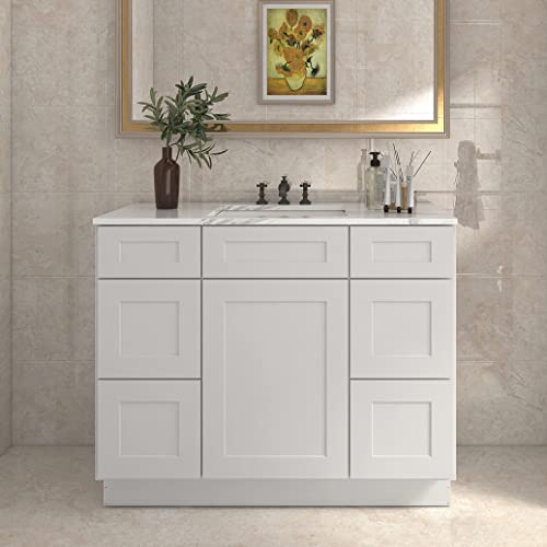 LOVMOR 42\'\' Bathroom Vanity, Single Sink Storage Unit, Large Capacity for Laundry Room, Kitchen, Shower Room & Utility Room.