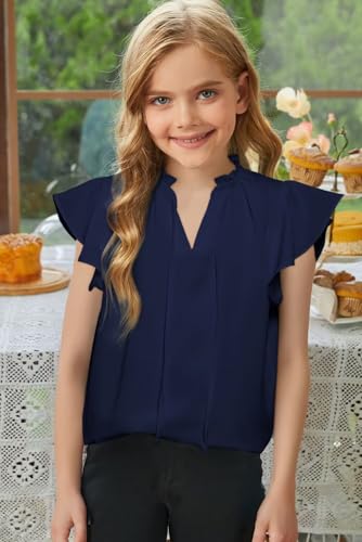 Image of DOKOTOO KIDS Girls Short Sleeve Blouse Dress Shirt Top Size 7-15 Years Old