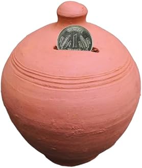 SANJU Clay Mitti ka Gullak/Clay Coin Saving Pot/Coin Bank/Piggy Bank (Multicolor Pack of 1)