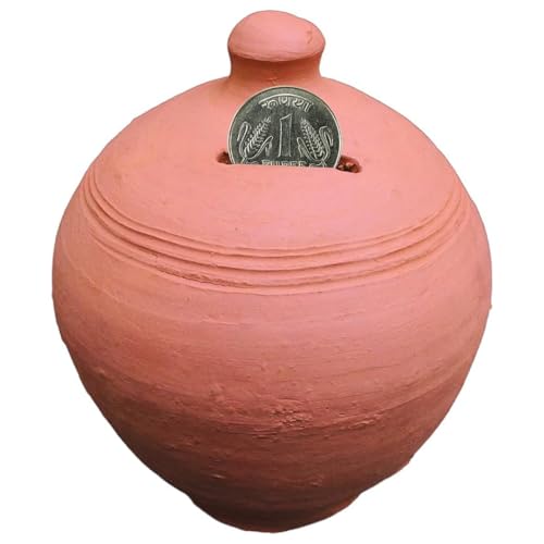 SANJU Clay Mitti ka Gullak/Clay Coin Saving Pot/Coin Bank/Piggy Bank (Multicolor Pack of 1)