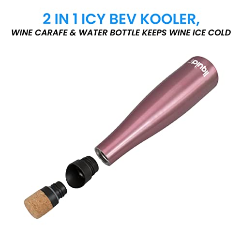 Grand Fusion Icy Bev 2-In-1 Kooler (Wine Carafe And Water Bottle), Vacuum Sealed And Stainless Steel Wine Cooler Bottle, Keeps Wine Chilled Like A Wine Tumbler, Rose Gold, 750 Ml (25.4 Oz) #TOP1