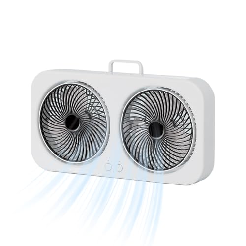 Genérico Ventilador de Mesa | Enfriador De Aire Doble Cabezal - Funcionamiento Silencioso, Recargable USB Y Colgable Para Dormitorio, Gimnasio, Habitación Infantil Y Tienda De Campaña