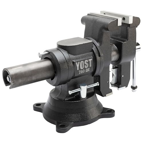 Yost Vises 760-DI Multi-Jaw Rotating Vise 6 Inch Jaw Width | 2 in 1 Multipurpose Bench and Pipe Vise | Secure Grip with Swivel Base | Made with a Combination of Ductile Iron & Hardened Steel