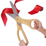 COMSIS Ribbon Cutting Ceremony Kit 20" Giant Scissors Set Sharp, Gold Handled, Elegant, Durable XL Scissors And 30 Feet Long 4" Wide Red Grand Opening Ribbon