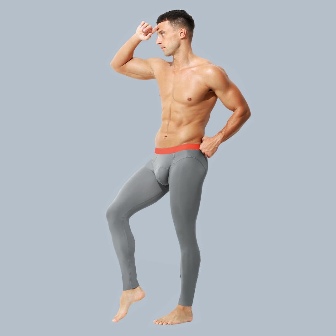 Ouruikia Men's Thermal Underwear Bottoms Silky Smooth Long Johns Thermals Pants Soft Base Layer Tights Leggings - Image 2