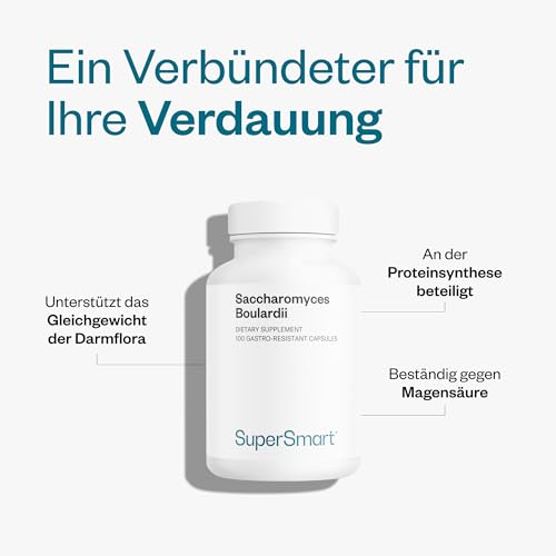 Saccharomyces Boulardii – 20 Milliarden KBE pro Tagesdosis – Probiotische Hefe – Hitzestabil & Vegan – 60 Kapseln – SuperSmart