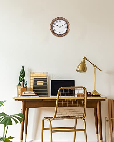Skynature Kitchen Clock, Silent Wall Clocks Battery Operated, 9 Inch Small Retro Decorative Wall Clock For Living Room, Bathroom, Office, Home Decor - Bronze #TOP4