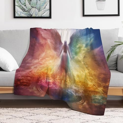 Couverture canapé ange arc-en-ciel flannel super douce luxe