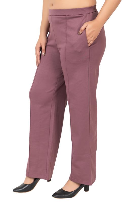 Image of Mlada Mid Waist Wide Leg Flared Pants Elastic Waist Band for Women Office Work Formal Wear Stretch Cotton Knit Flare Pants Utility Pockets Extra Flare Pants Trousers for Travel