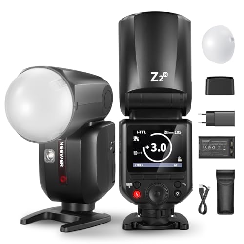 NEEWER Z2-N 2,4G TTL Blitzlicht Rundkopf Speedlite für Nikon, Blitzgerät mit 76W, Kuppeldiffusor, TTL/M TCM Umschalttaste, 2 Modellierlichter 1/8000s HSS...