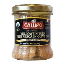 Yellowfin Tuna Ventresca in Glass Jar Olive Oil 6oz 170g by Callipo | Premium Quality 100% Italian | Hand Packed | Pack of 3