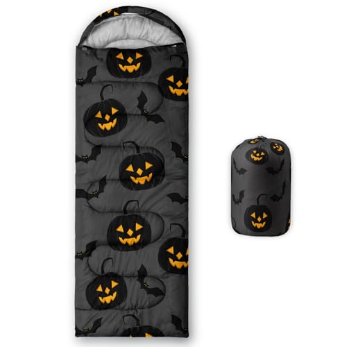 Axolotl Halloween Sleeping Bag for Kids - Lightweight Waterproof Portable Pumpkin Lantern Hiking Sleeping Bags, Cold Weather