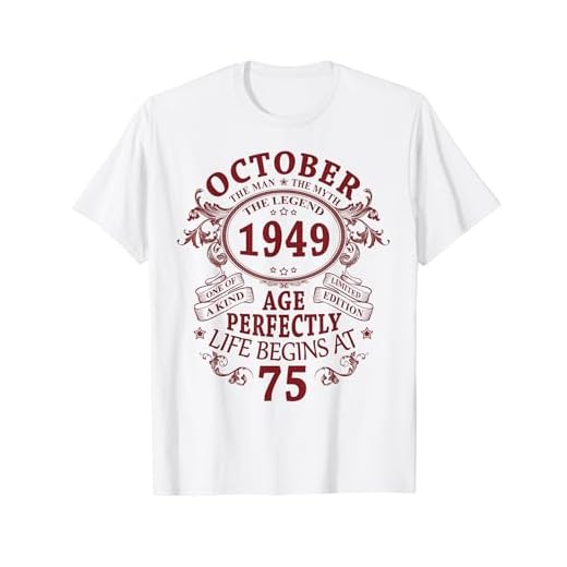 75 Años Cumpleaños Hombre Mujer Octubre 1949 Vintage 1949 Camiseta